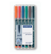 Folienstifte-Set Lumocolor, 317 WP6, 6-farbig sortiert, 1mm, Rundspitze, teils nachf&uuml;llbar