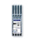 Folienstifte-Set Lumocolor, 31-9WP4GS, schwarz, 0,4mm, 0,6mm,1mm, 1-2,5mm, Rund- & Keilspitze, nachf&uuml;llbar