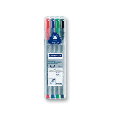 Fineliner-Set triplus 334, 334 SB4, silber (Schreibfarbe: 4-farbig sortiert), 0,3mm
