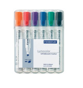 Boardmarker-Set Lumocolor 351 B, 351B-WP6, Etui, rot, blau, gr&uuml;n, schwarz, orange, violett, 2-5mm Keilspitze
