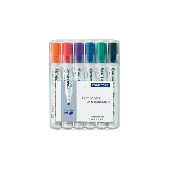 4007817314326 - Boardmarker-Set Lumocolor 351 B 351B-WP6 Etui 6-farbig sortiert 2-5mm Keilspitze 4007817314326 6 Stück