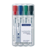 Boardmarker-Set Lumocolor 351, 351-WP4, Etui, rot, blau, gr&uuml;n, schwarz, 2mm Rundspitze
