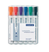 Boardmarker-Set Lumocolor 351, 351-WP6, Etui, rot, blau, gr&uuml;n, schwarz, orange, violett, 2mm Rundspitze