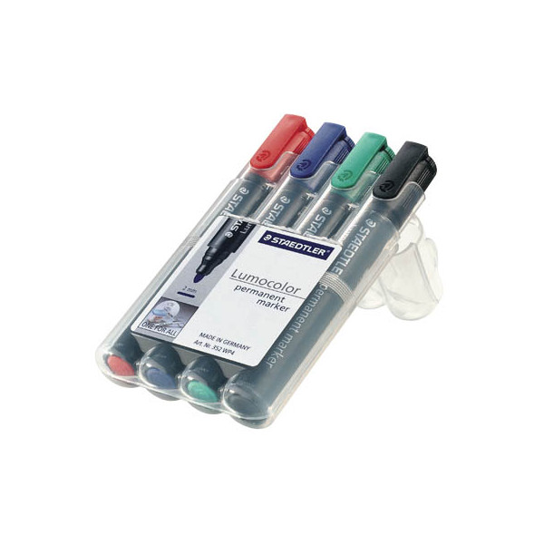 4007817352021 - Permanentmarker 352 4er Etui farbig sortiert 2mm Rundspitze 4007817352021 Staedtler (Lumocolor) 4 Stück