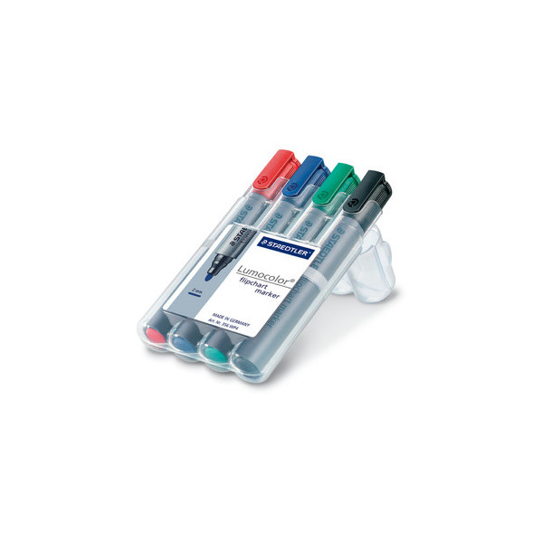 4007817356142 - Flipchartmarker-Set Lumocolor 356 WP4 Pack rotblaugrünschwarz 2mm Rundspitze 4007817356142 Staedtler (Lumocolor) 4 Stück
