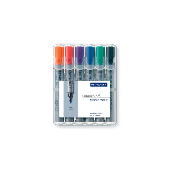 4007817356067 - Flipchartmarker-Set Lumocolor 356 WP6 Pack 6-farbig sortiert 2mm Rundspitze 4007817356067 Staedtler (Lumocolor) 6 Stück