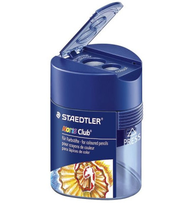 Doppel-Spitzdose Noris Club mit Behälter transparent/blau Doppel-Spitzdose Noris Club mit Behälter transparent/blau