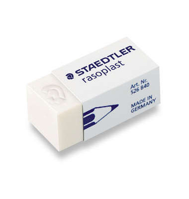 Radieregummi wei&szlig; 35x15x12mm Kunststoff f&uuml;r Bleistifte