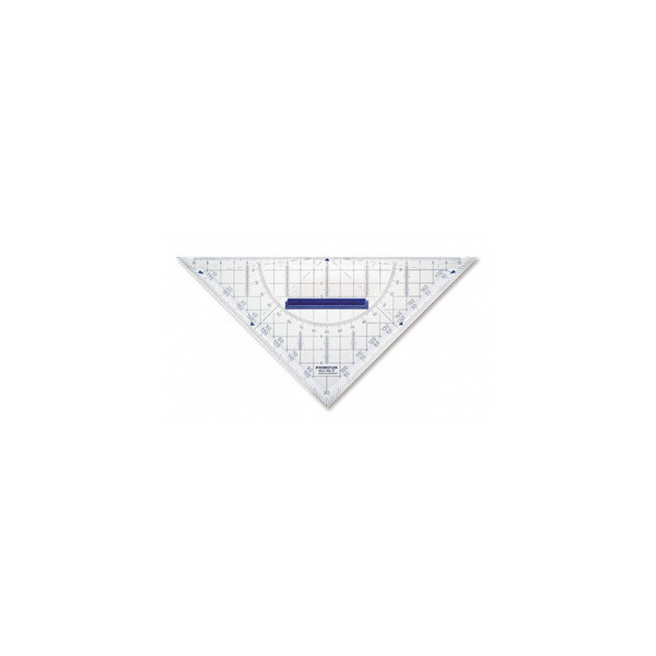 4007817534229 - STAEDTLER Geodreieck Mars Hypotenuse 220 mm glasklar aus Acryl mit Tuschenoppen abnehmbarer Griff (568 35)