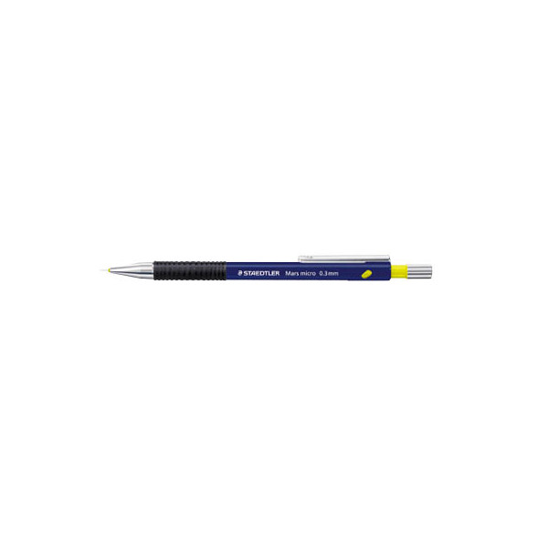 4007817708262 - STAEDTLER Druckbleistift Mars micro blau 03 mm Minenstärke versenkbare Spitze mit Radierer rutschfeste (775 03-3)