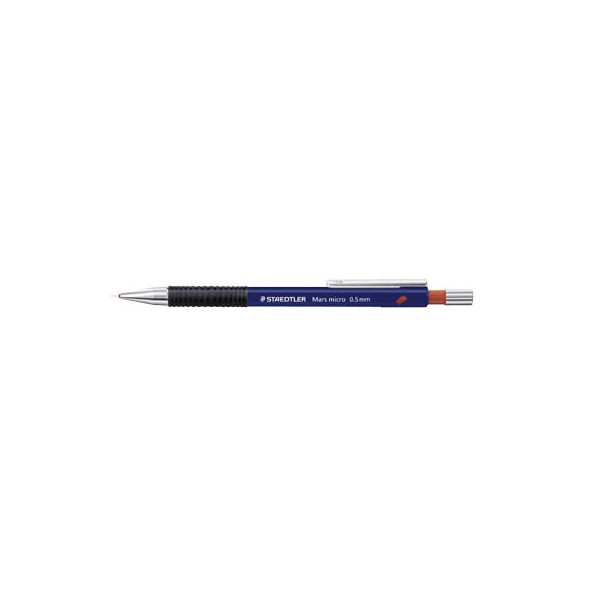4007817708286 - STAEDTLER Druckbleistift Mars micro blau 05 mm Minenstärke versenkbare Spitze mit Radierer rutschfeste (775 05-3)