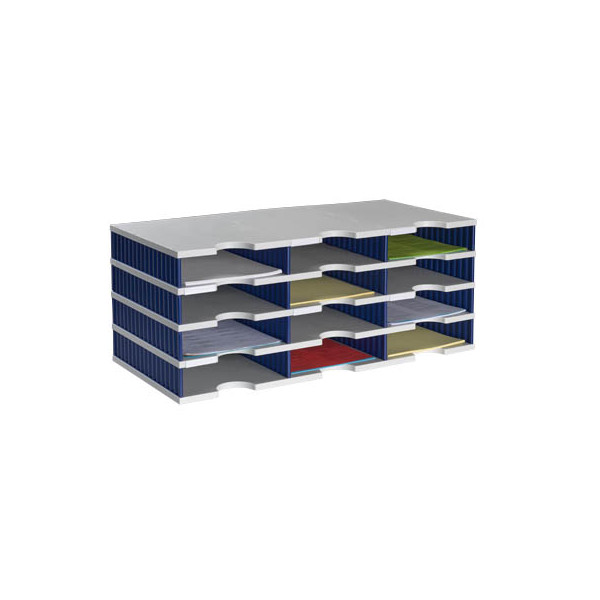 7612176104371 - AKTION Sortierstation Styrodoc grau blau mit 12 Fächer + GRATIS Böhme Fruchtkaramellen Kaubonbons 2500 g