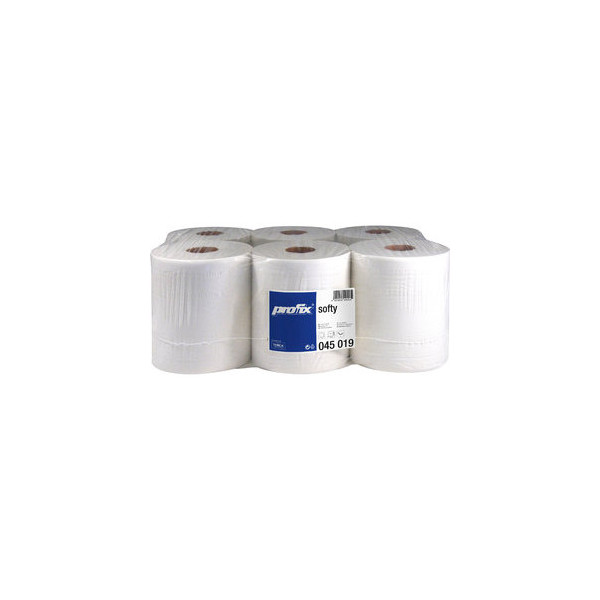profix® Wischtuch softy, Tissue, 2lagig, auf Rolle, 500 Tücher, 36 x 22 cm, hochweiß (6 Rollen), Sie erhalten 1 Packung á 6 Rollen