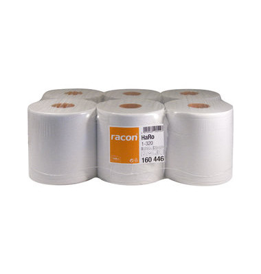 Rollenhandt&uuml;cher Racon Comfort 160 446, Innenabrollung, 1-lagig, wei&szlig;, Recycling-Tissue