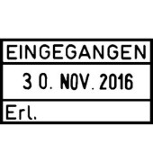 Text- und Datumsstempel 2910/P03/B4 mit Text "EINGEGANGEN - Erl." + Datum Kunststoff Schrifthöhe (Datum) 4mm