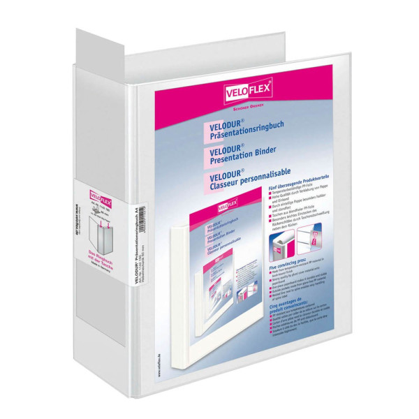 4000225114212 - Präsentationsringbuch VELODUR® 1142190 A4 2 Ringe 60mm Ring-Ø Pappe PP-Folie 2 Außentaschen weiß 4000225114212 Veloflex
