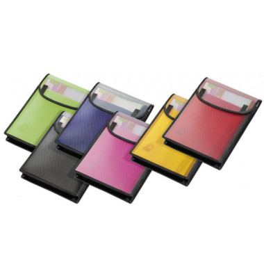 Heftbox Velobag 1442 402, A4 gelb/rot/gr&uuml;n/blau/schwarz/pink, 4cm F&uuml;llh&ouml;he, Polypropylen (PP)
