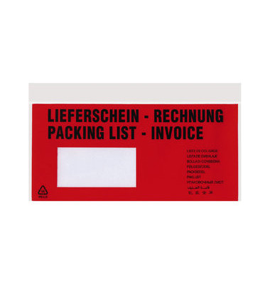 Lieferscheintaschen Tura Din Lang "LIEFERSCHEIN - RECHNUNG" selbstklebend 1000 Stück 20670 Lieferscheintaschen Tura Din Lang "LIEFERSCHEIN - RECHNUNG" selbstklebend 1000 Stück 20670