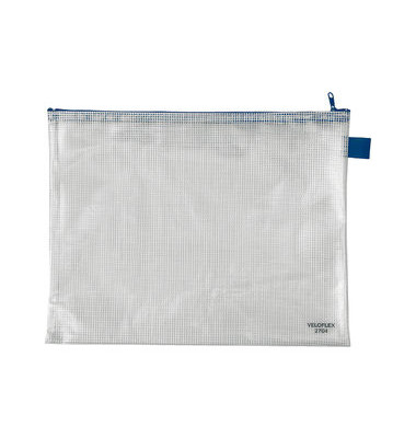 Reißverschlußtasche Mesh Bag PVC A4 355x270mm farblos/blau