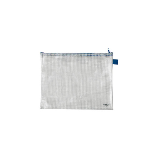 4000225270406 - Reißverschlußtasche Mesh Bag PVC A4 355x270mm farblos blau 4000225270406 Veloflex