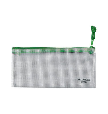 Reißverschlußtasche Mesh Bag PVC A6 200x100mm farblos/grün