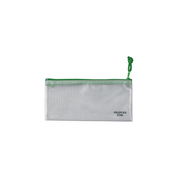 4000225270604 - Reißverschlußtasche Mesh Bag PVC A6 200x100mm farblos grün 4000225270604 Veloflex