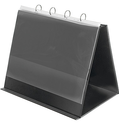 Tisch-Flipchart A3-quer 4-Ringe schwarz 10 Hüllen