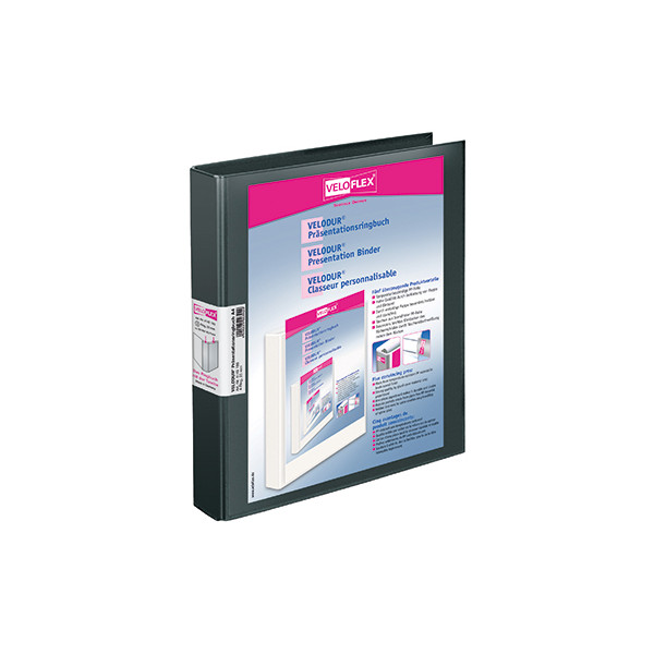 4000225003929 - Präsentationsringbuch VELODUR® 4143180 A4 4 Ringe 25mm Ring-Ø Pappe PP-Folie 2 Außentaschen schwarz 4000225003929 Veloflex