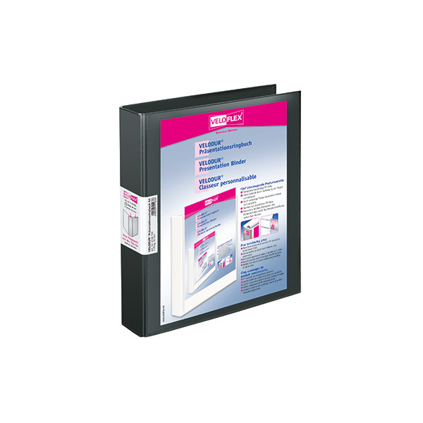 4000225414886 - Präsentationsringbuch VELODUR® 4148180 A4 4 Ringe 30mm Ring-Ø Pappe PP-Folie 2 Außentaschen schwarz 4000225414886 Veloflex