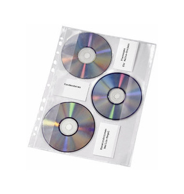 CD/DVD Hüllen PVC für 3 CD-Rom für A4 10 Stück