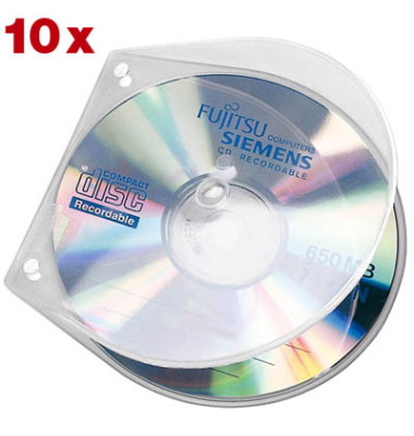 CD/DVD-Hülle Velobox für 1 CD transparent 125x125x4mm mit Abheftlochung 10 Stück