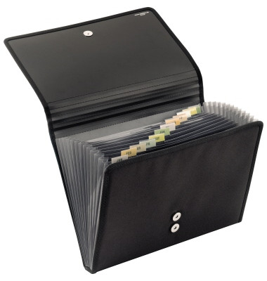F&auml;chermappe Office 4445 880, schwarz, A4, 12 F&auml;cher
