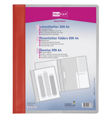 Schnellhefter VELOFORM 4741021, A4, rot, Kunststoff, Vorderdeckel transparent