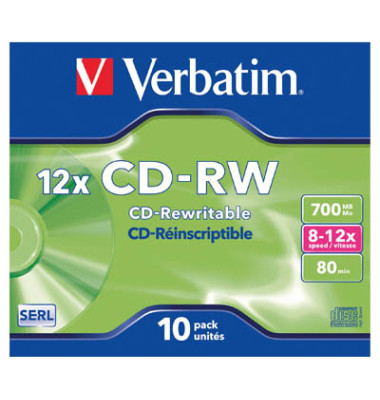 CD-Rohlinge 43148 CD-RW, wiederbeschreibbar, 700 MB / 80min, Jewel Case 