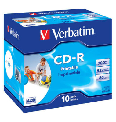 Verbatim CD-R 52x Jewelcase für Inkjetdrucker 700MB/80Min 10 Stück