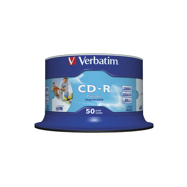 0023942434382 - 43438 CD-R 12cm 1x50 Verbatim CD-R 80   700MB 52x Speed wide printable generic 43438 0023942434382