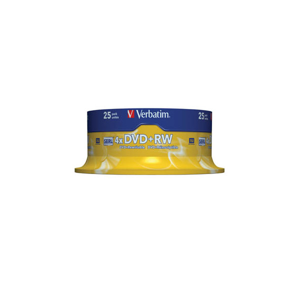 0023942434894 - 7GB 4x Speed DVD+RW 12cm 1x25 Verbatim DVD+RW 47GB 4x Speed matt silver 43489 0023942434894