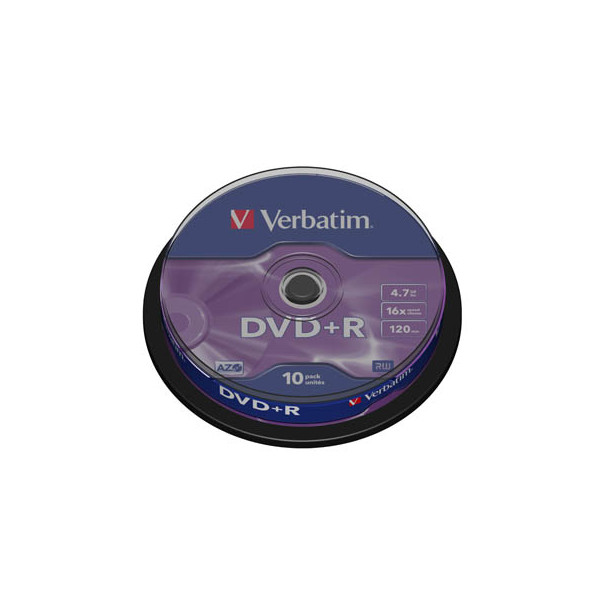 0023942434986 - 7GB 16x Speed DVD+R 12cm 1x10 Verbatim DVD+R 47GB 16x Speed matt silver Cakebox 43498 0023942434986