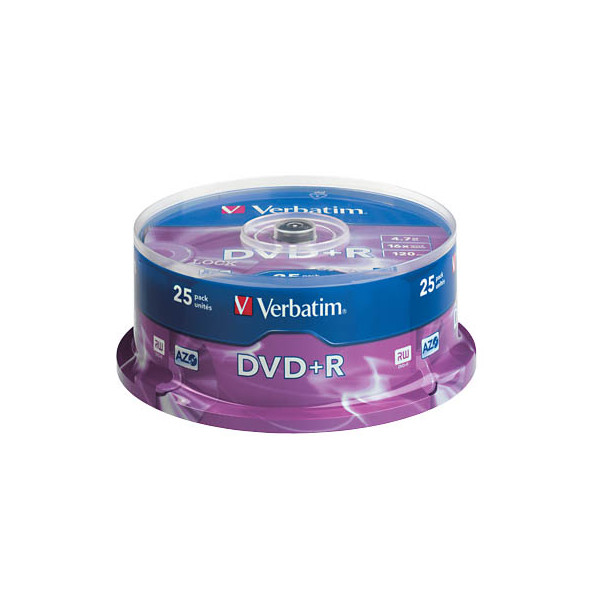 0023942435006 - 7GB 16x Speed DVD+R 12cm 1x25 Verbatim DVD+R 47GB 16x Speed matt silver 43500 0023942435006