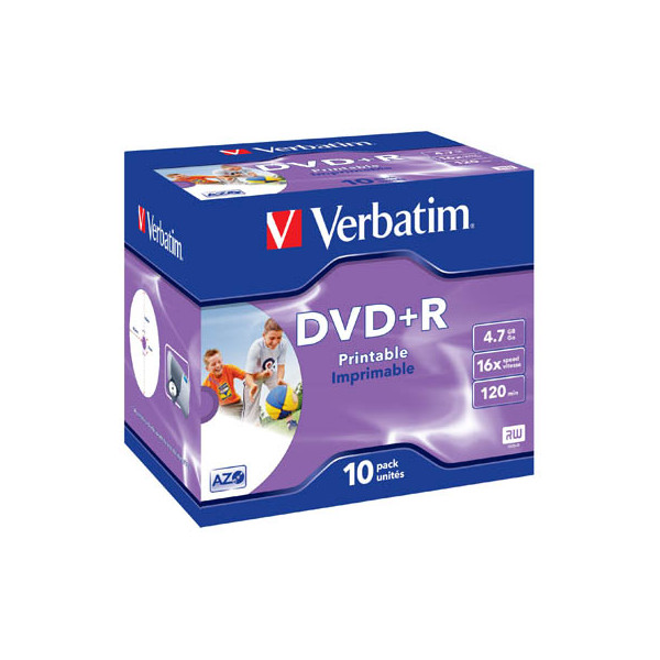 0023942435082 - 7GB Jewel 16x Speed DVD+R 12cm 1x10 Verbatim DVD+R 47GB Jewel 16x Speed printable 43508 0023942435082