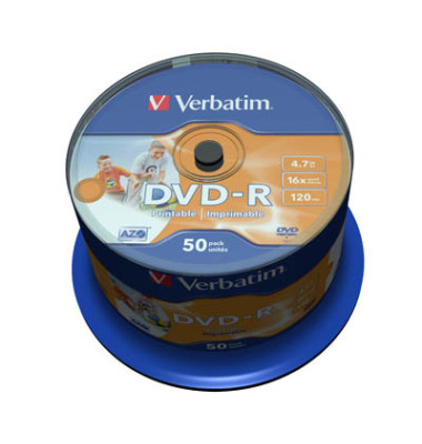 DVD-R 16x Spindel full Printable für Inkjetdrucker 4,7GB 50 Stück
