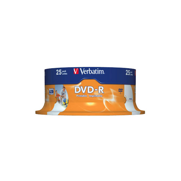 0023942435389 - 7GB 16x Speed DVD-R 12cm 1x25 Verbatim DVD-R 47GB 16x Speed wide printable 43538 0023942435389