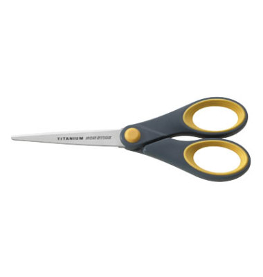 Schere Titanium Non Stick 18cm grau/gelb spitz Schere Titanium Non Stick 18cm grau/gelb spitz