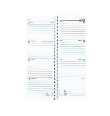 Buchkalender 709-0001, Vormerker, anthrazitgrau, 1 Woche / 2 Seiten, 10,5x29,7cm, 2027