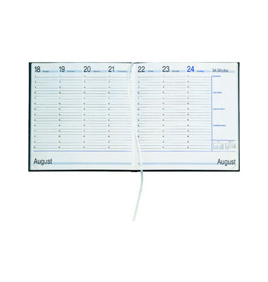 Buchkalender 786-0021, anthrazit, 1 Woche / 2 Seiten, 20x21cm, 2025
