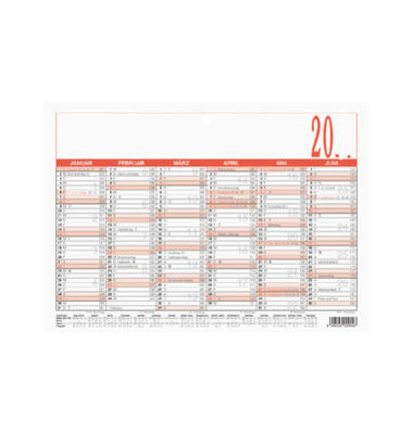 Plakatkalender 904-0000, 6 Monate / 1 Seite, 21x14,8cm (A5 quer), 2026