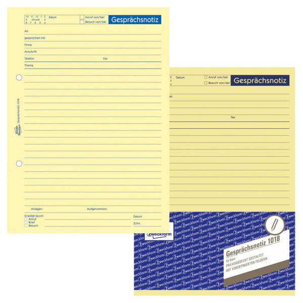 4004182010181 - AVERY Zweckform Gesprächsnotizblock 1018 DIN A5 Perforiert N A 50 Blatt