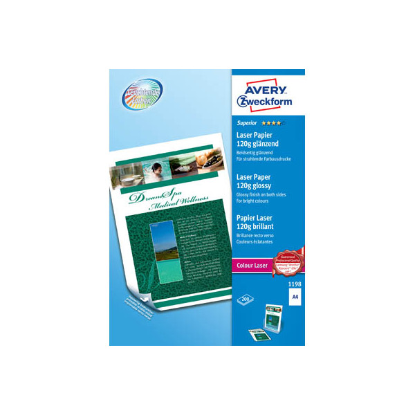 4004182027097 - Fotopapier Superior 1198 A4 für Laser 120g weiß glänzend beidseitig bedruckbar 4004182027097 AVERY Zweckform
