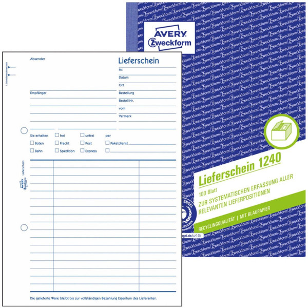 10 Stück AVERY Zweckform Formular Lieferschein RC A5 110 Bl. 4004182012406 AVERY Zweckform
