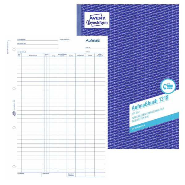 4004182013182 - Aufmaßbuch 1318 zur exakten Ermittlung der Bauleistung A4 1x 100 Blatt 4004182013182 100 Blatt